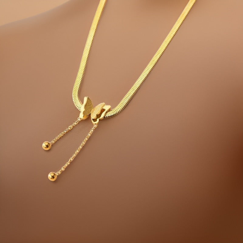 Carina Vintage Butterfly Necklace / Stainless Steel - Nina Kane Jewellery