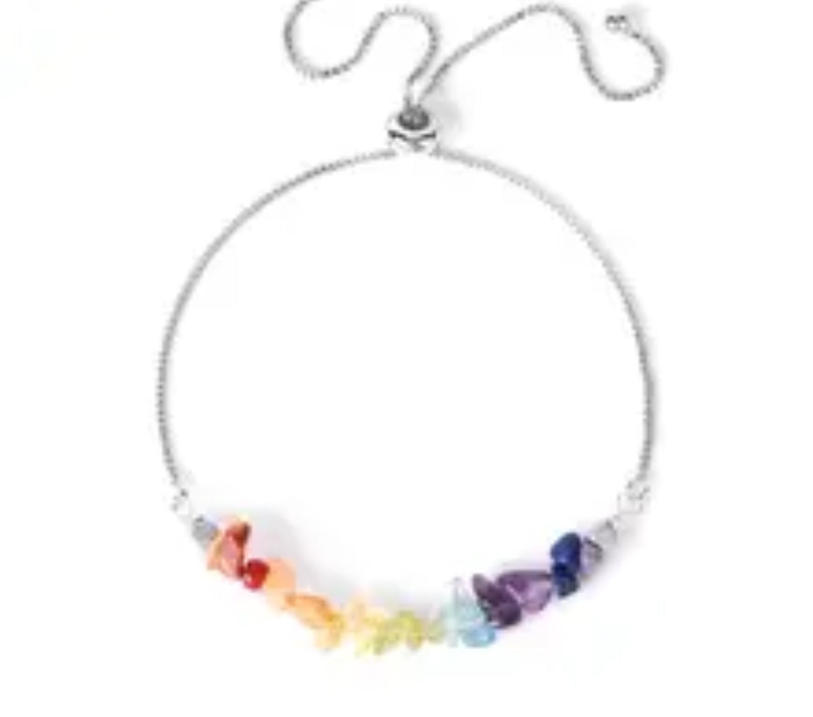 The Chakra Crystal Healing Bracelet / Stainless Steel - Nina Kane Jewellery