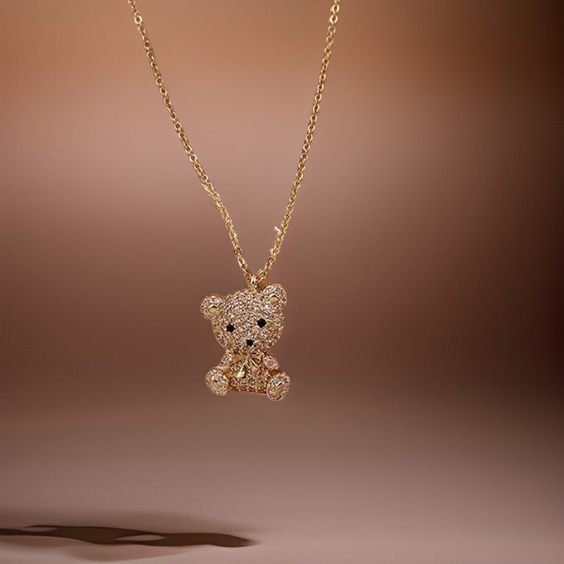 Venice Diamond Teddy Bear Pendants / Stainless Steel - Nina Kane Jewellery