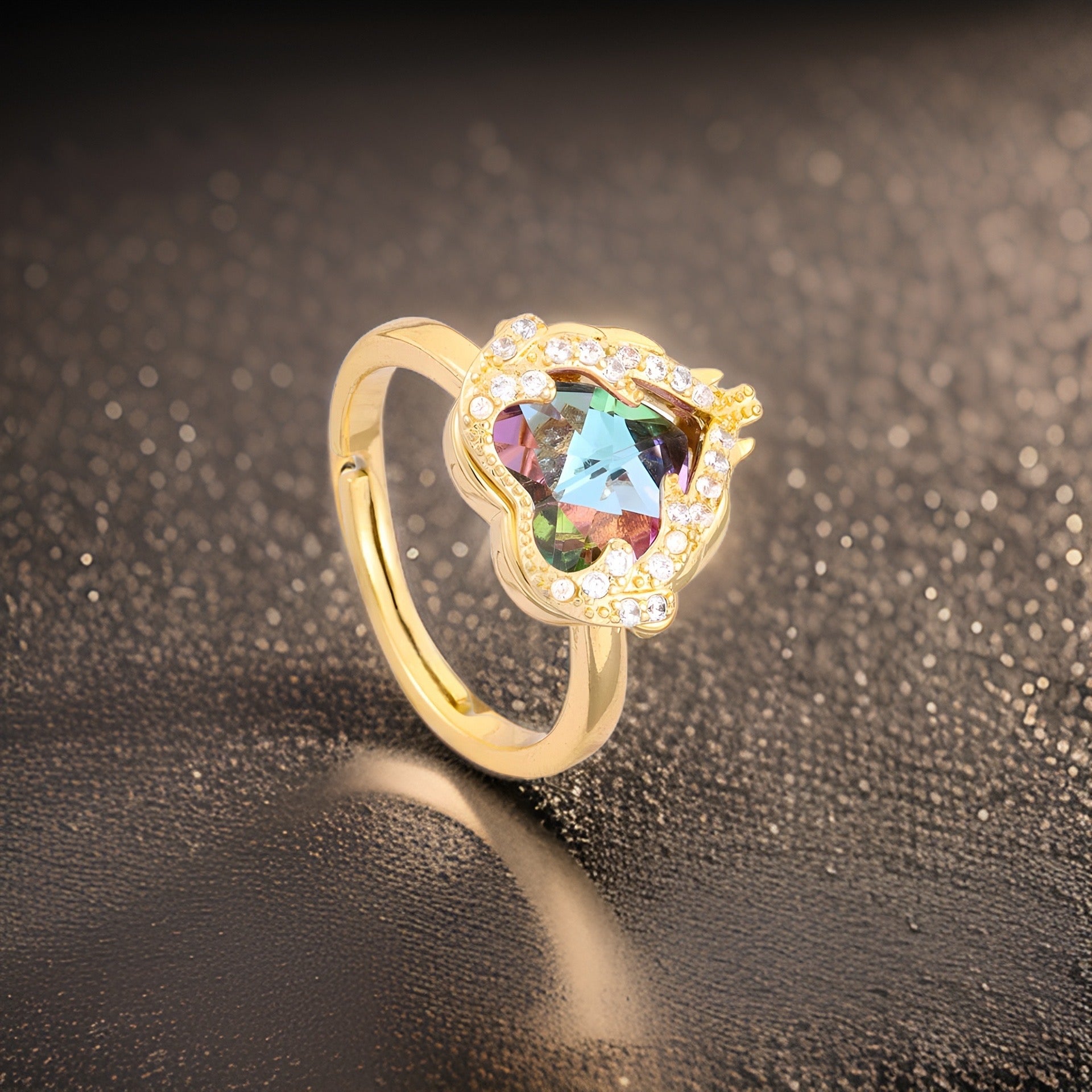 Trinity Ocean Heart Ring / Stainless steel - Nina Kane Jewellery