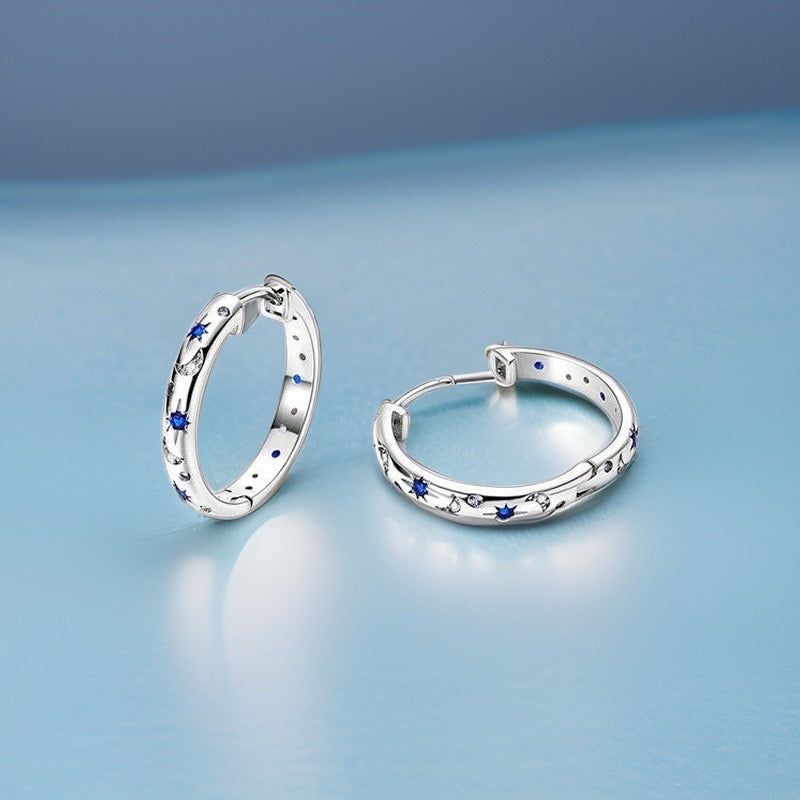 Althea Starry Sky Hoop Earrings / 925 Sterling Silver - Nina Kane Jewellery