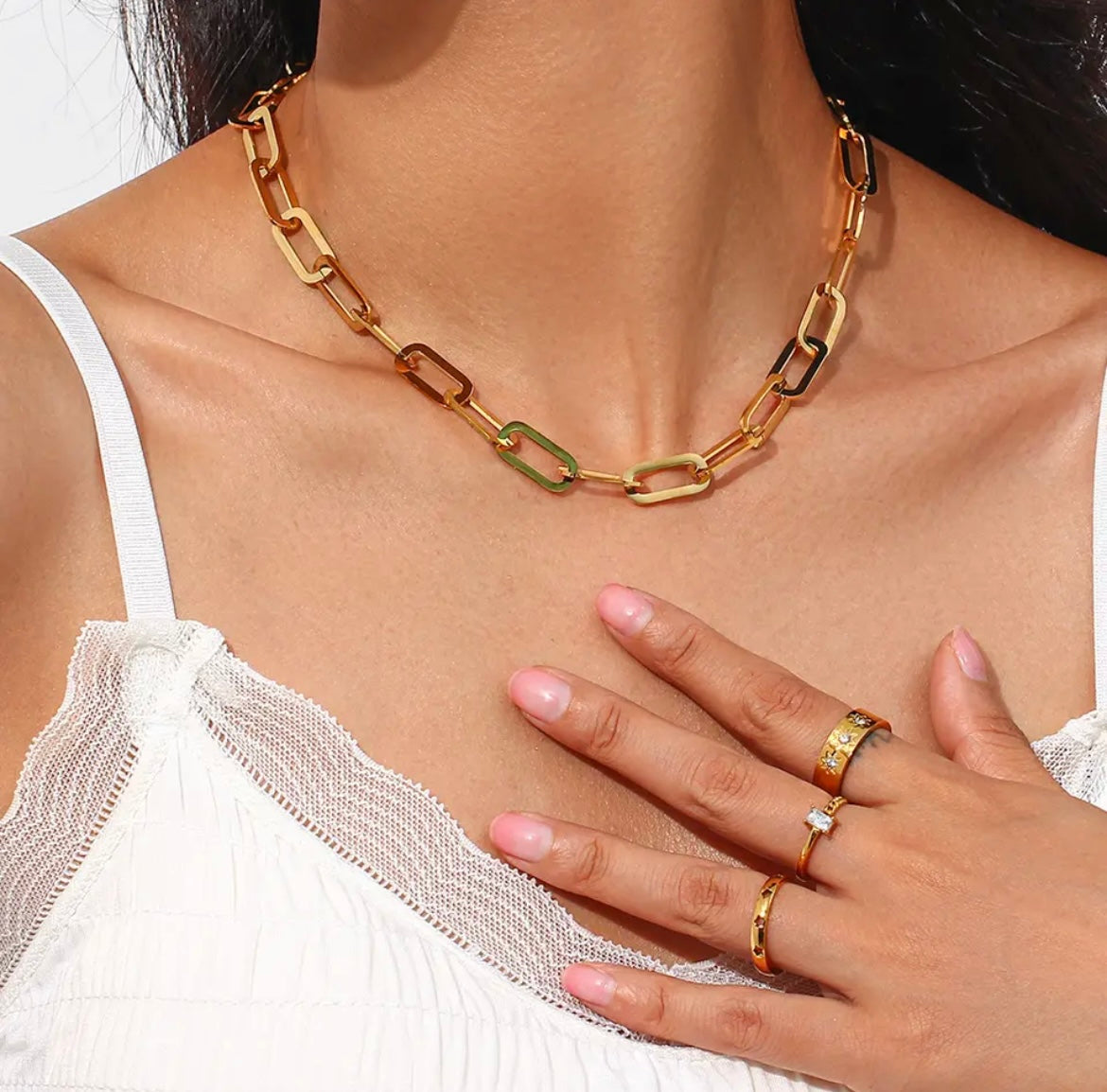 Aurora Minimalist Clip Chain Necklace / 18K Gold Plated - Nina Kane Jewellery