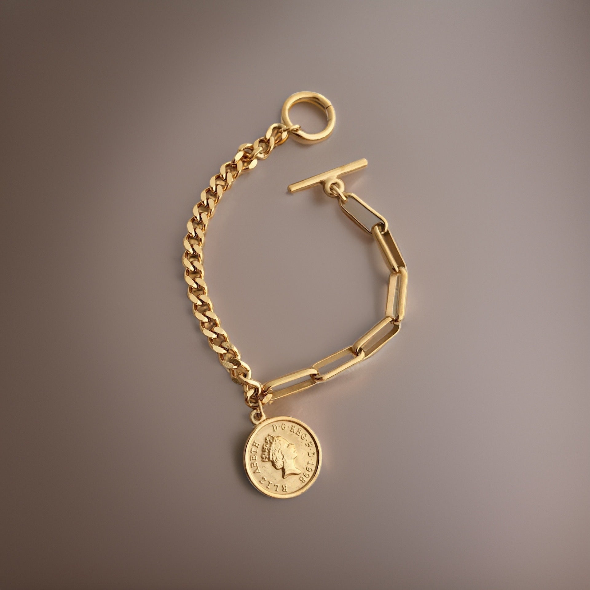 Bethany Coin Charm Bracelet / 18K Gold Plated - Nina Kane Jewellery