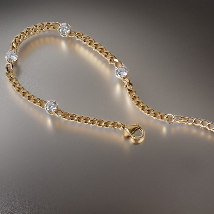 Doreen Cuban Chain Bracelet / 18K Gold Plated - Nina Kane Jewellery