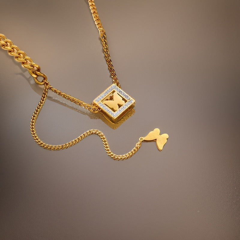 Gabriella Butterfly Pendant / Stainless Steel - Nina Kane Jewellery