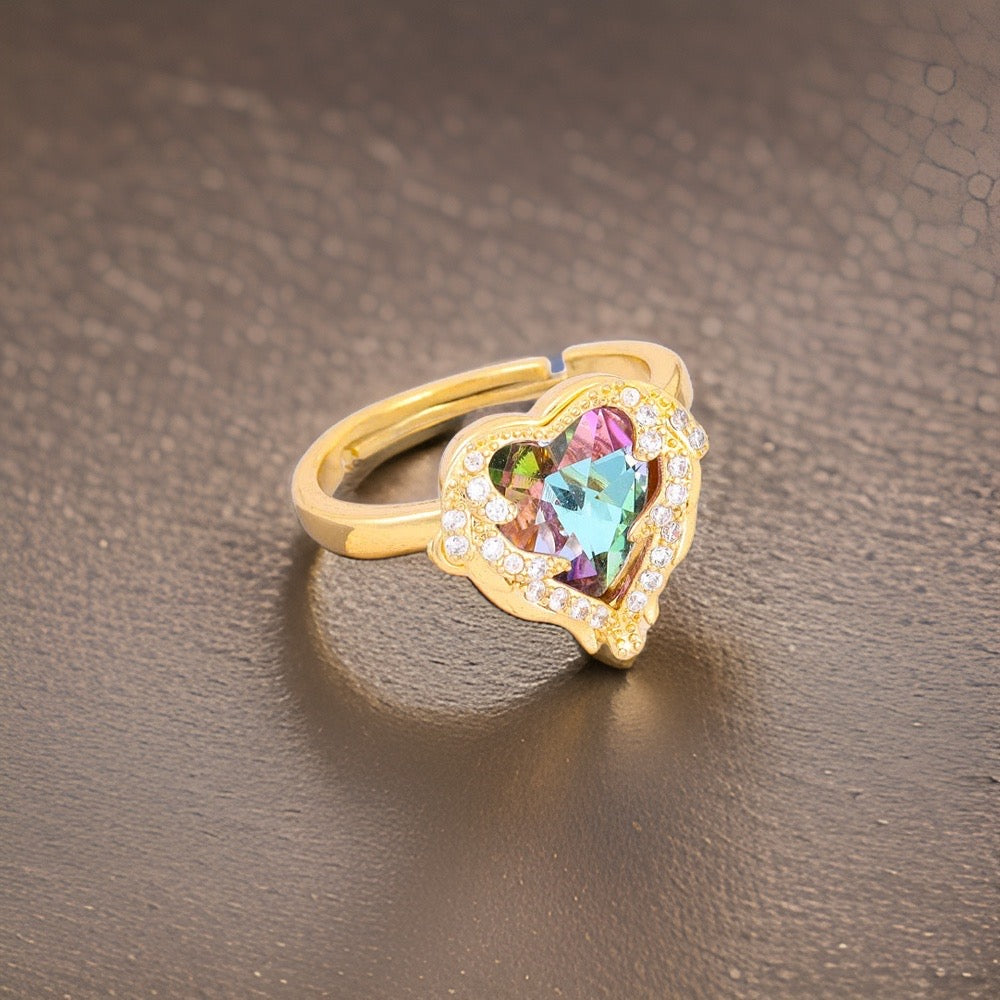 Trinity Ocean Heart Ring / Stainless steel - Nina Kane Jewellery