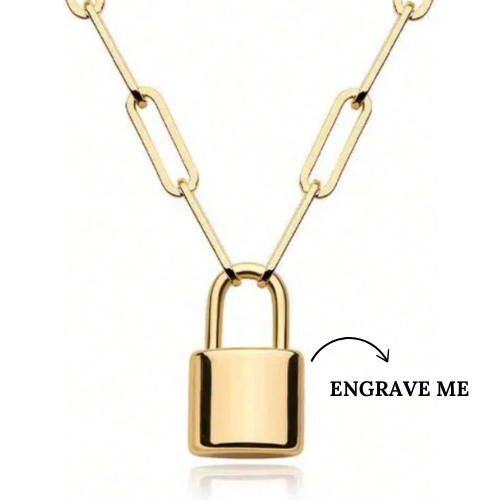 Leslie Personalised Padlock Necklace / 18K Gold Plated - Nina Kane Jewellery