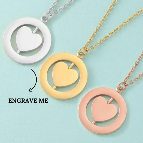 Ellie Rotating Heart Personalised Necklaces / 18K Gold Plated - Nina Kane Jewellery