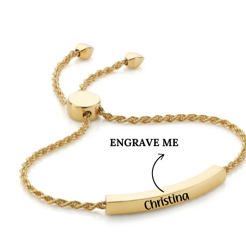 Teri Personalised Slider Bracelets / 18K Gold Plated - Nina Kane Jewellery