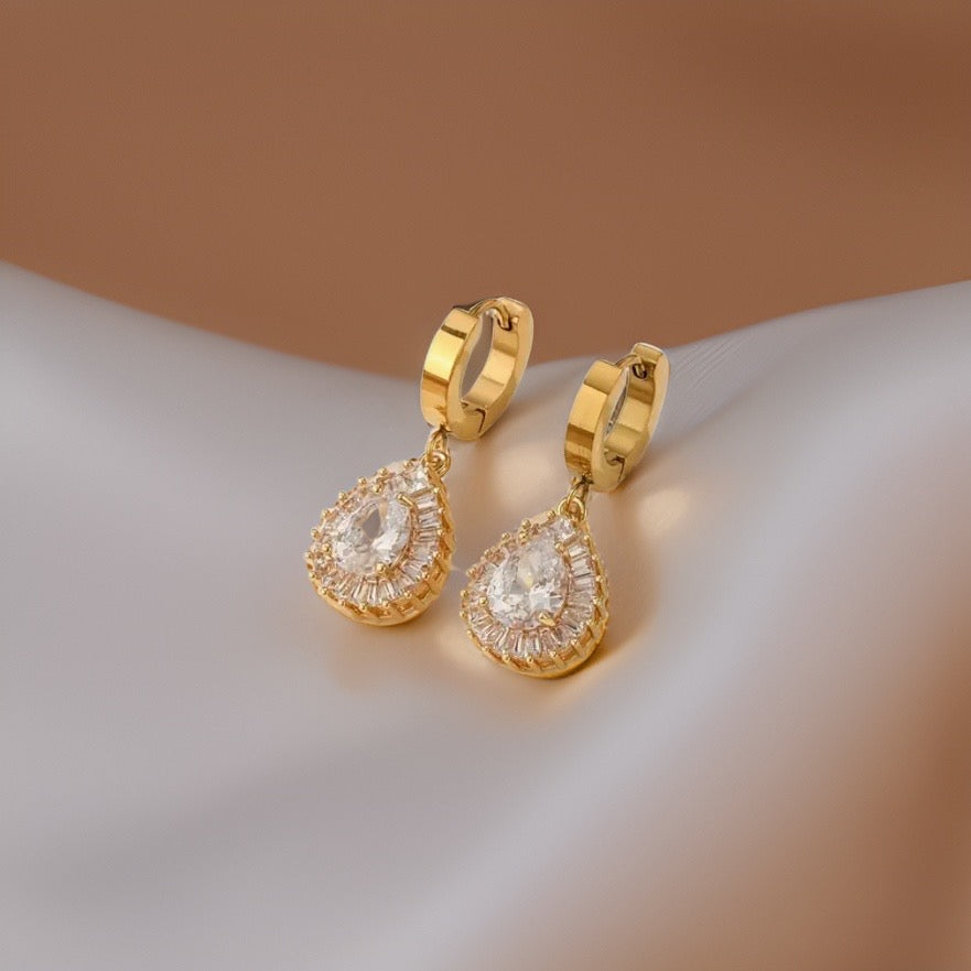 Molly Water Drop Huggie Earrings / 18K Gold Plated - Nina Kane Jewellery