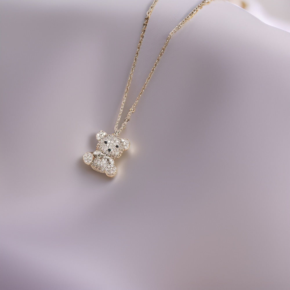 Venice Diamond Teddy Bear Pendants / Stainless Steel - Nina Kane Jewellery