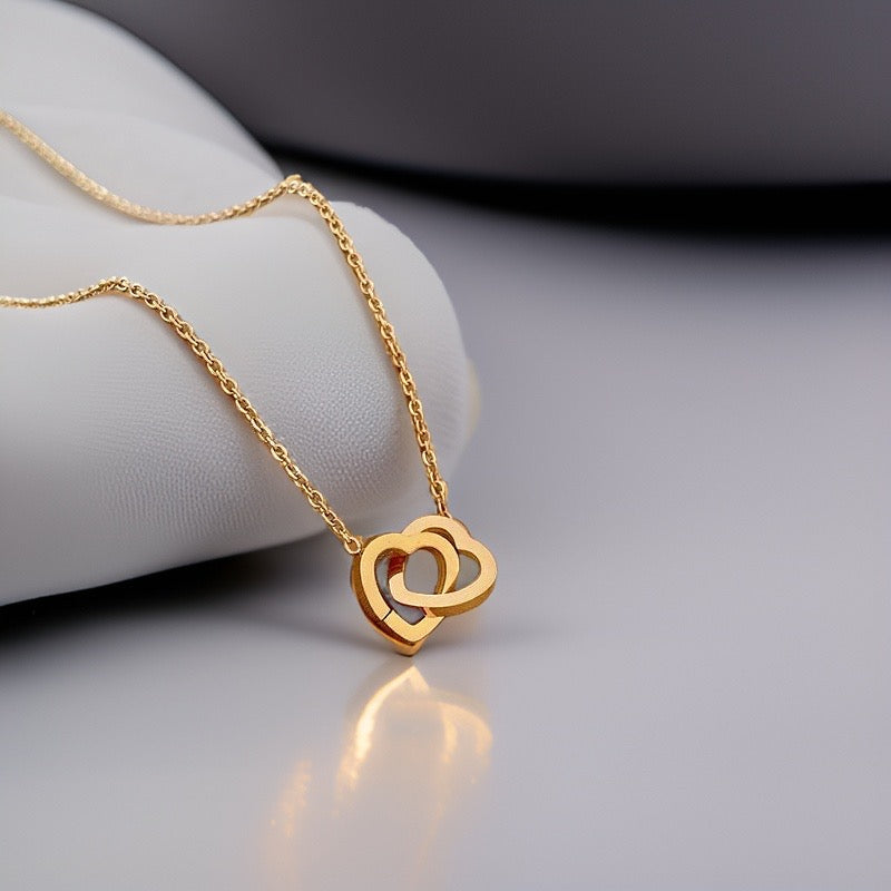 Ophelia Linked Hearts Necklace / Stainless Steel - Nina Kane Jewellery