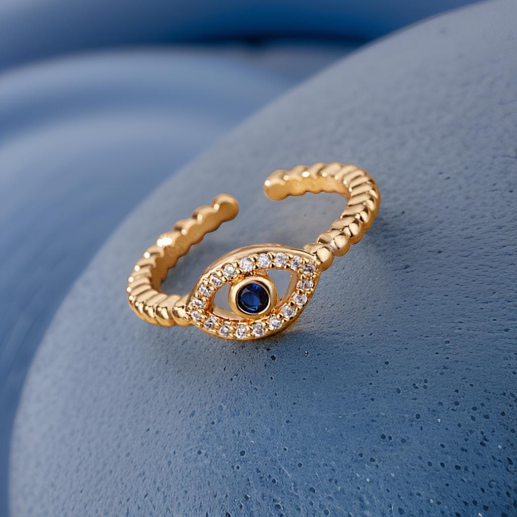 Eve Evil Eye Crystal Ring / 18K Gold Plated - Nina Kane Jewellery