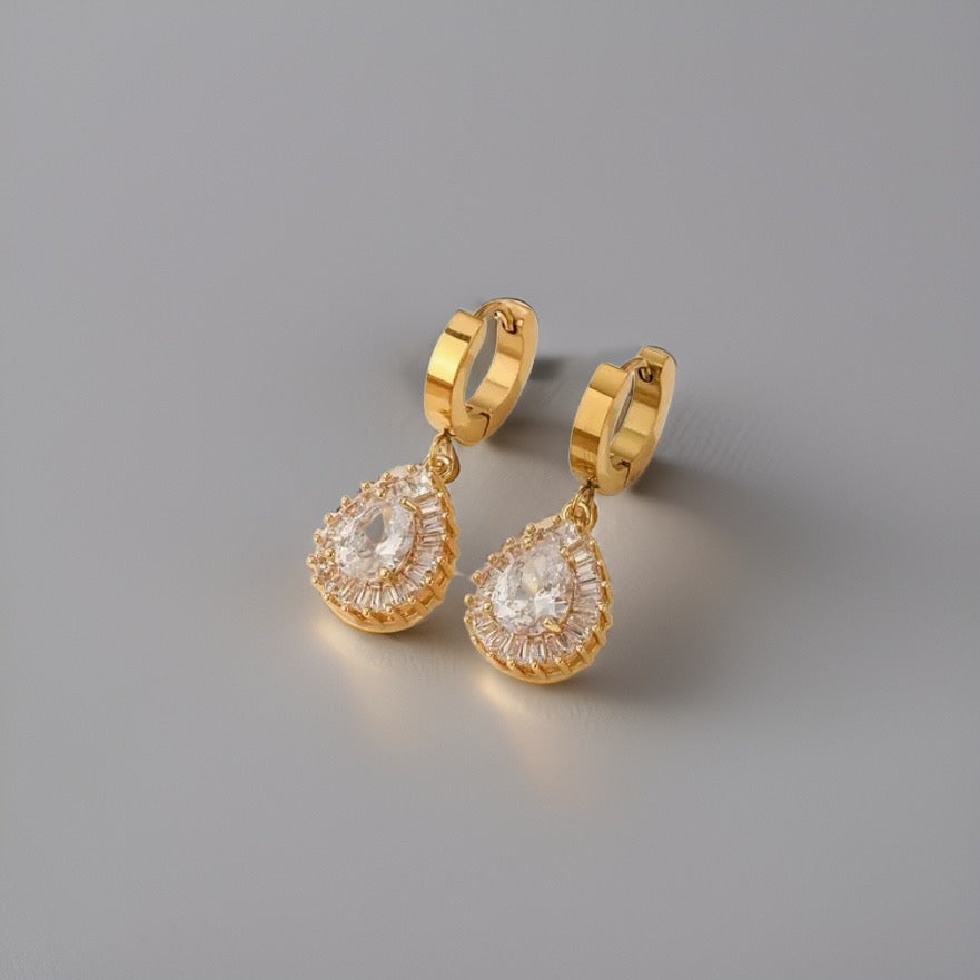 Molly Water Drop Huggie Earrings / 18K Gold Plated - Nina Kane Jewellery