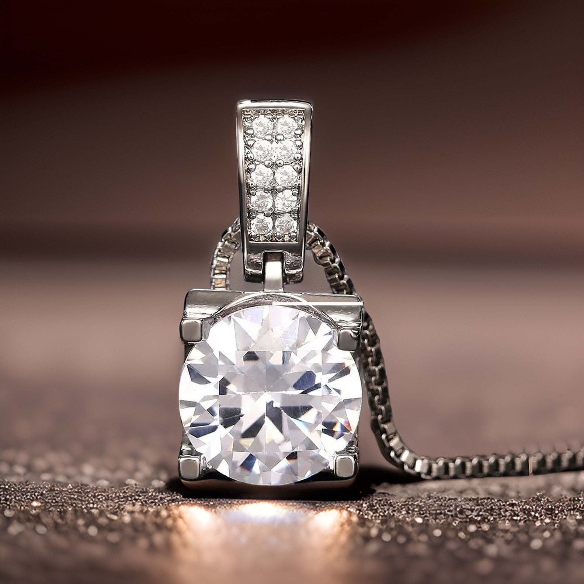 Rosalie Square Diamond Necklace / 925 Silver Plated - Nina Kane Jewellery