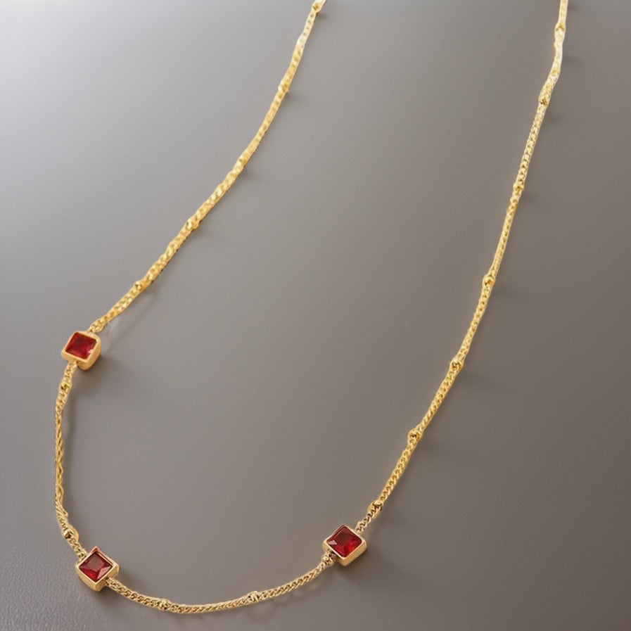 Vikki Square Zircon Necklaces / Stainless Steel - Nina Kane Jewellery