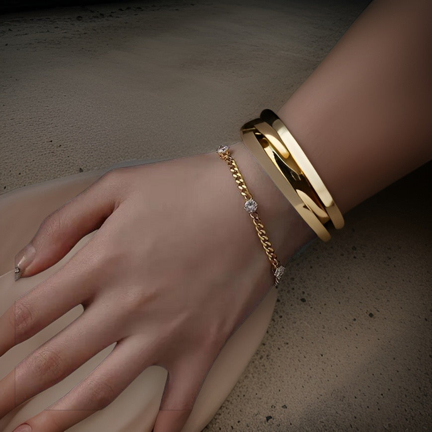 Doreen Cuban Chain Bracelet / 18K Gold Plated - Nina Kane Jewellery
