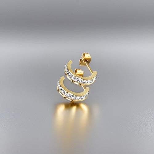 Camilla Gold & Diamond Hoop Earrings / Stainless Steel - Nina Kane Jewellery