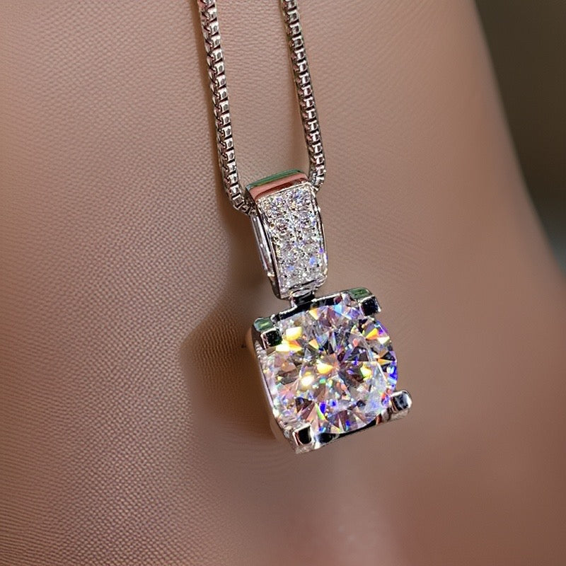 Rosalie Square Diamond Necklace / 925 Silver Plated - Nina Kane Jewellery