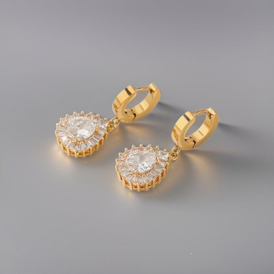 Molly Water Drop Huggie Earrings / 18K Gold Plated - Nina Kane Jewellery