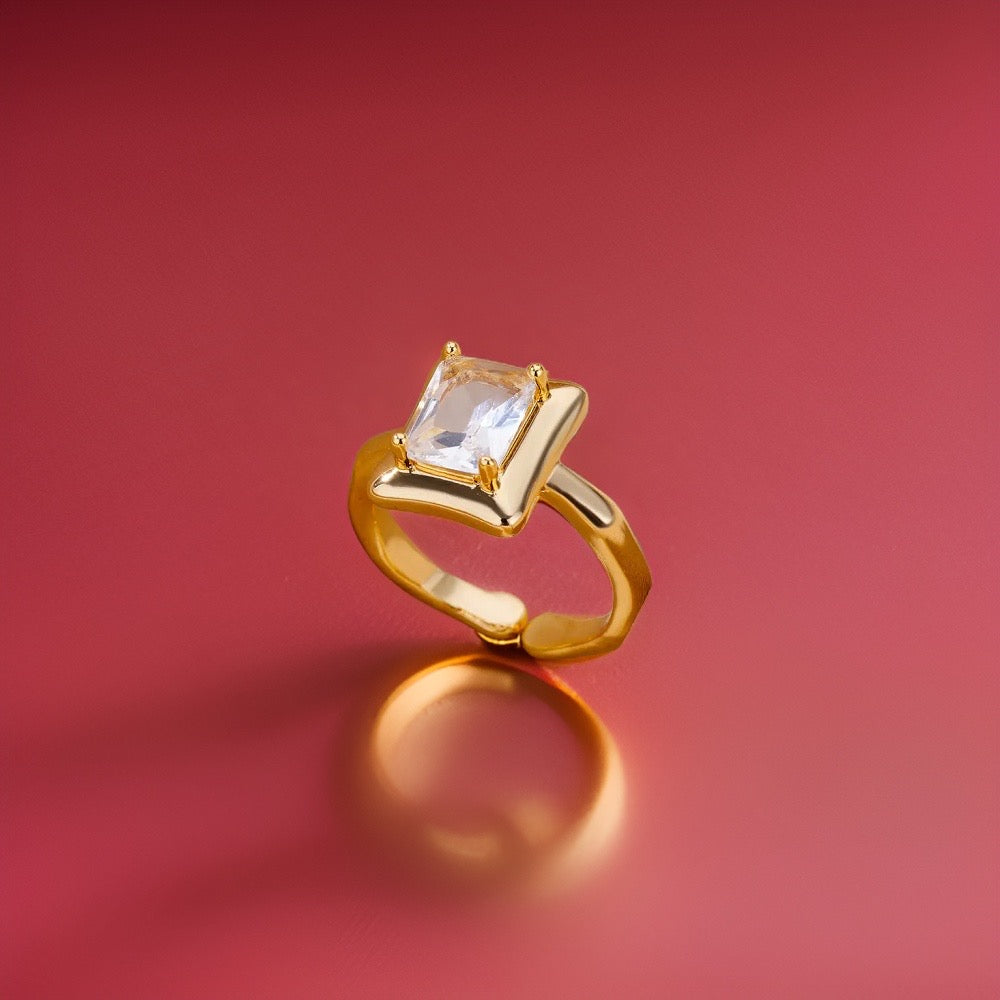 Emily Square Zircon Rings / Stainless Steel - Nina Kane Jewellery