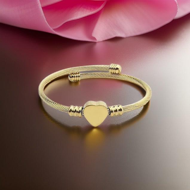 Teresa Adjustable Heart Bracelet / Stainless Steel - Nina Kane Jewellery