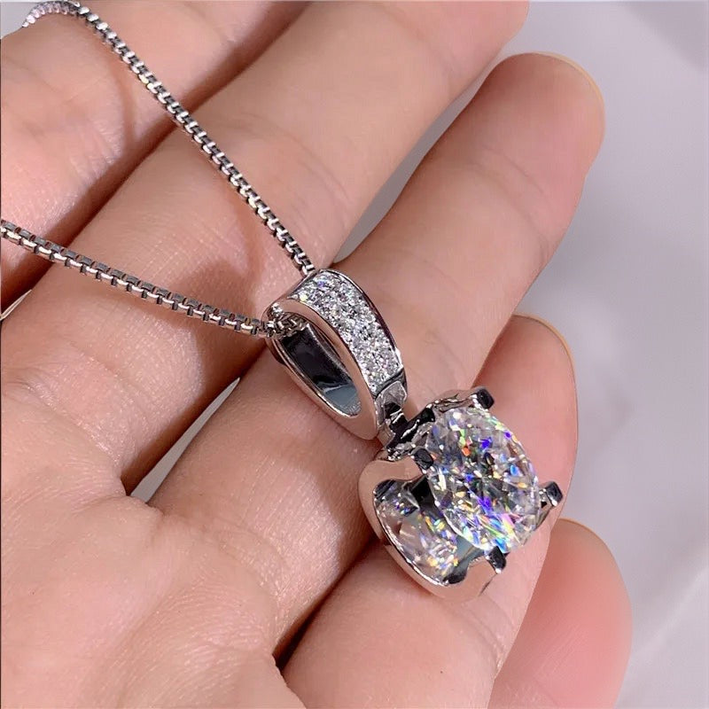 Rosalie Square Diamond Necklace / 925 Silver Plated - Nina Kane Jewellery