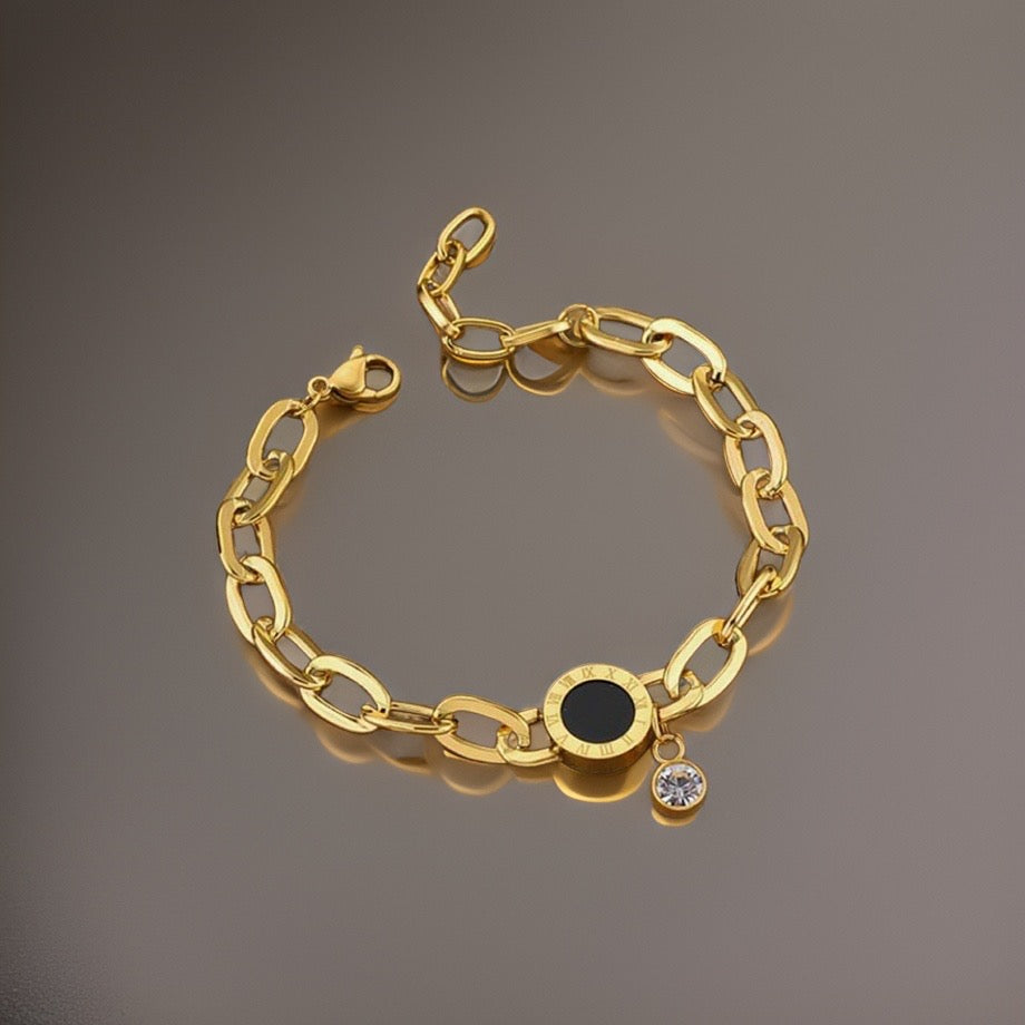 Kellie Roman Numeral Bracelet / 18K Gold Plated - Nina Kane Jewellery