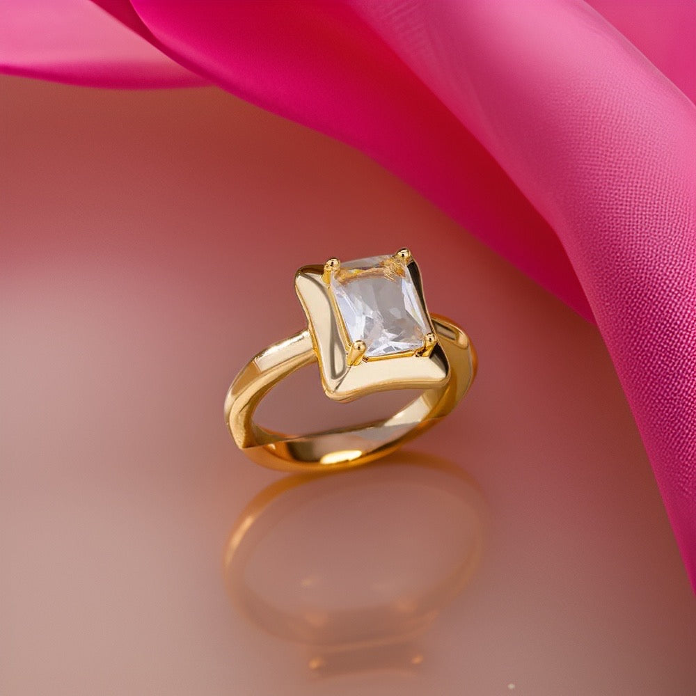 Emily Square Zircon Rings / Stainless Steel - Nina Kane Jewellery