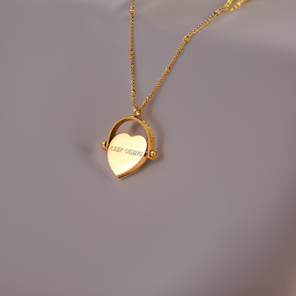 Grace Spinning Heart Necklace / 18K Gold Plated - Nina Kane Jewellery