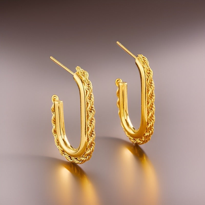 Jasmine Twist U Shape Earrings / Stainless Steel - Nina Kane Jewellery