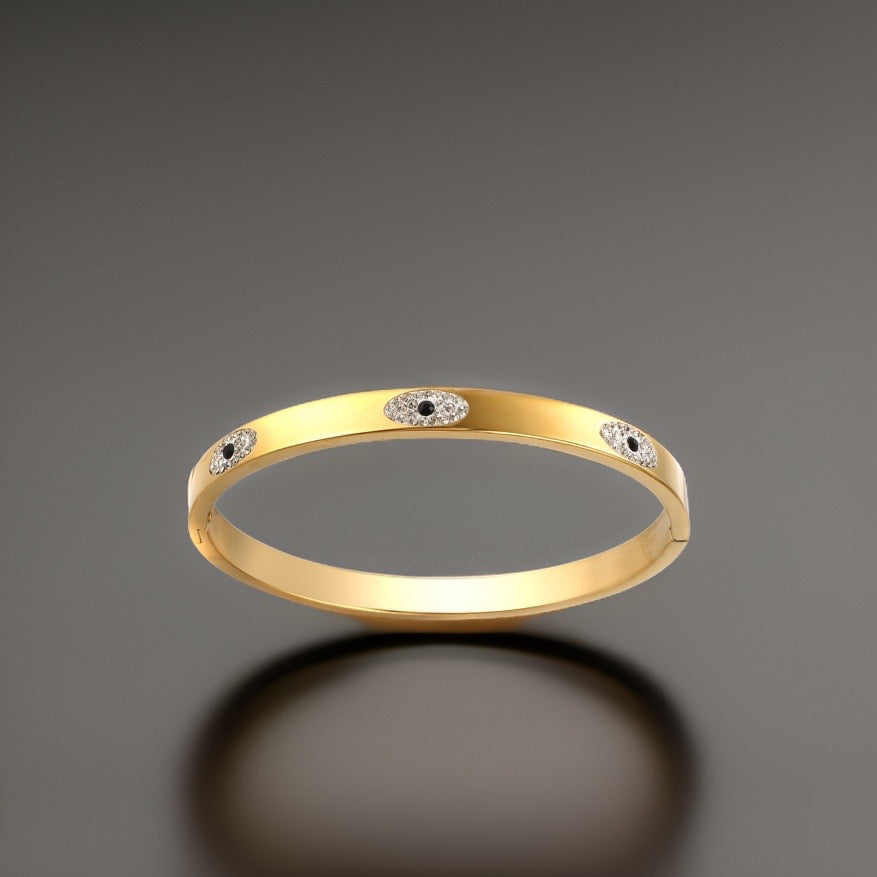 Kiara Evil Eye Bangle / Stainless Steel - Nina Kane Jewellery