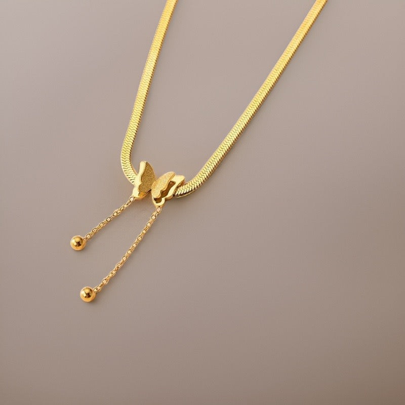 Carina Vintage Butterfly Necklace / Stainless Steel - Nina Kane Jewellery