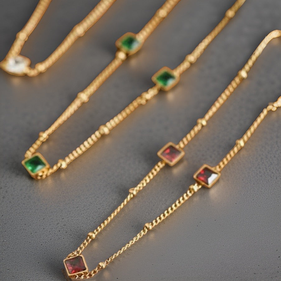 Vikki Square Zircon Necklaces / Stainless Steel - Nina Kane Jewellery