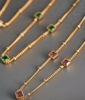 Vikki Square Zircon Necklaces / Stainless Steel - Nina Kane Jewellery