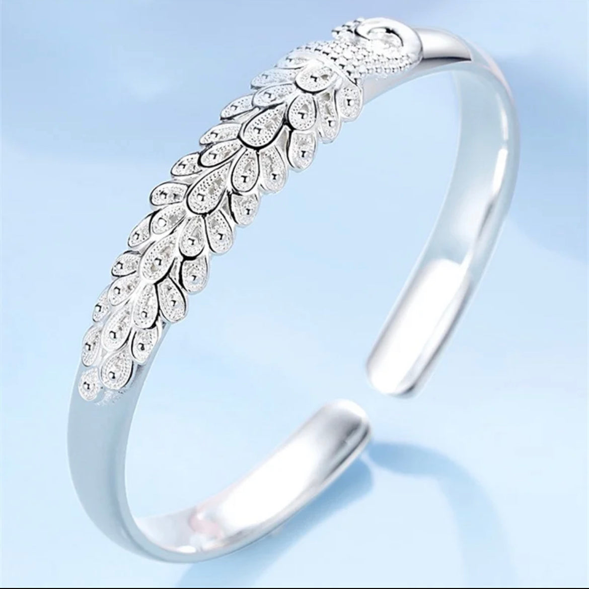 Winnie Inlaid Peacock Bangle / 925 Sterling Silver - Nina Kane Jewellery