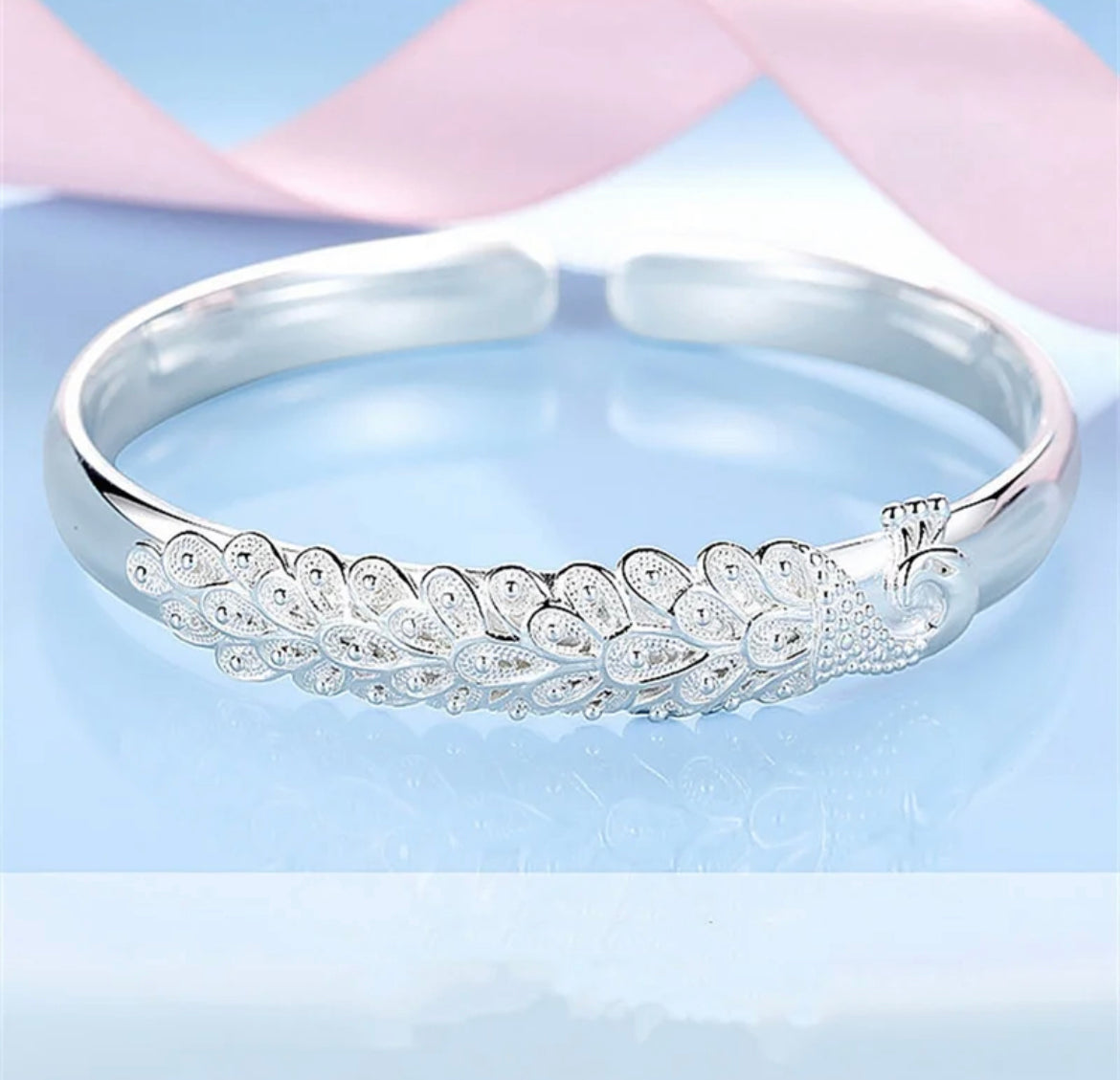 Winnie Inlaid Peacock Bangle / 925 Sterling Silver - Nina Kane Jewellery