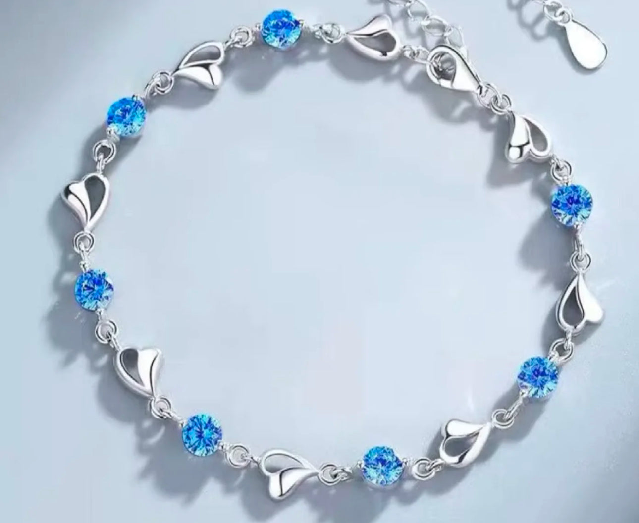 Hazel Blue Heart Bracelet / 925 Sterling Silver - Nina Kane Jewellery