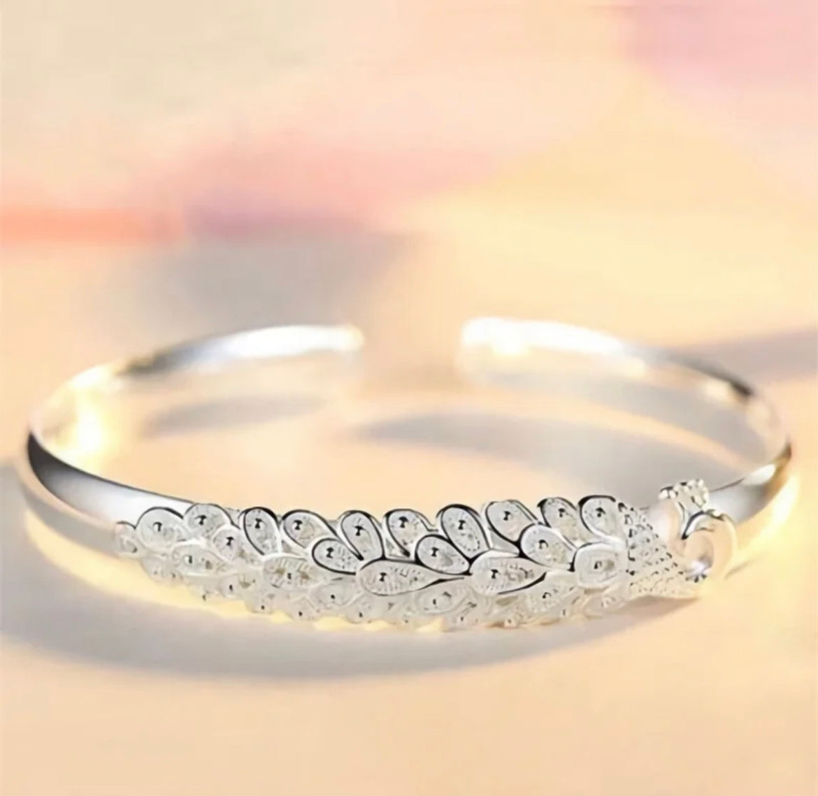 Winnie Inlaid Peacock Bangle / 925 Sterling Silver - Nina Kane Jewellery