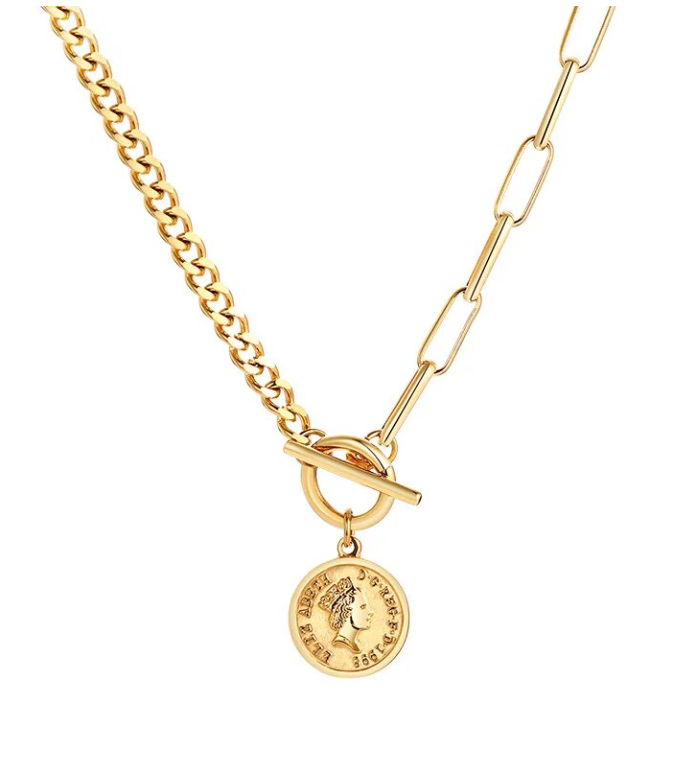 Bethany Coin Charm Necklace / 18K Gold Plated - Nina Kane Jewellery