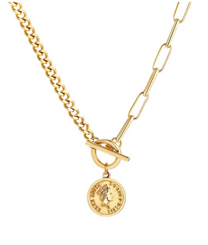 Bethany Coin Charm Necklace / 18K Gold Plated - Nina Kane Jewellery