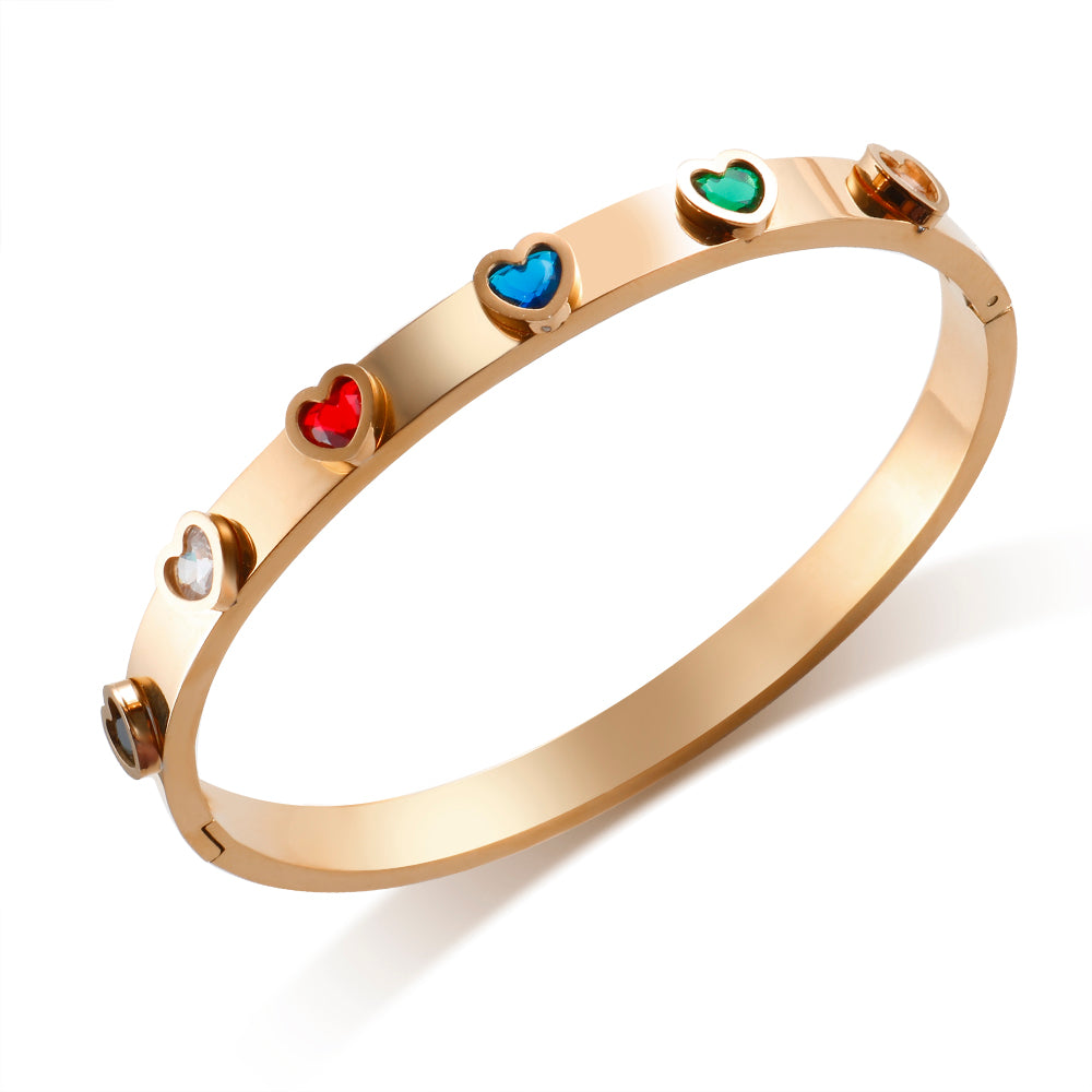 Rose Gold Indiana Heart Charm Bracelet / Stainless Steel - Nina Kane Jewellery