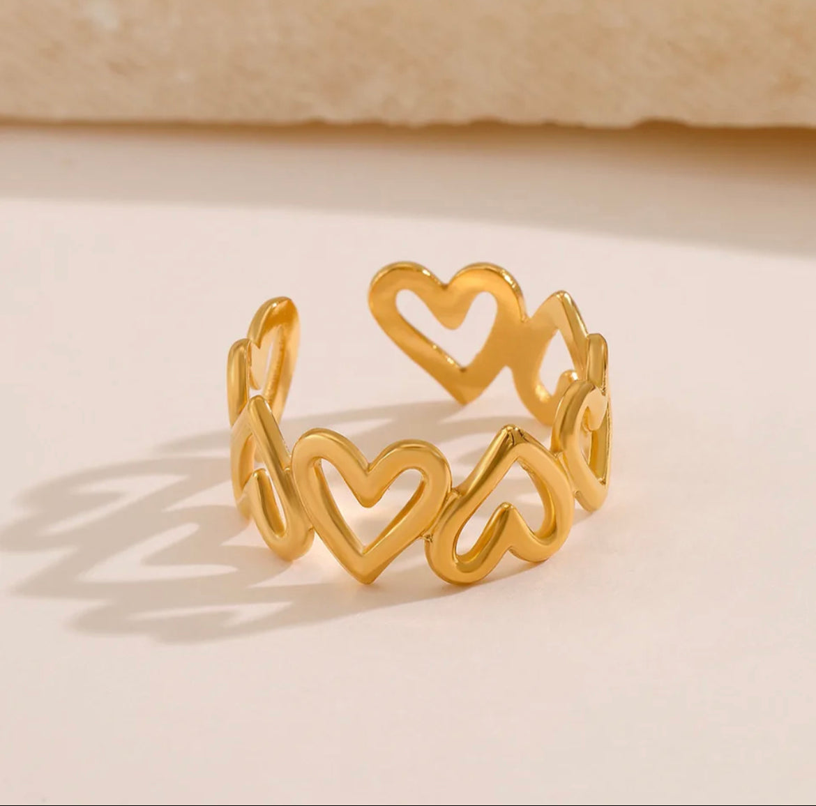 Gaia Love Heart Adjustable Ring / Stainless Steel