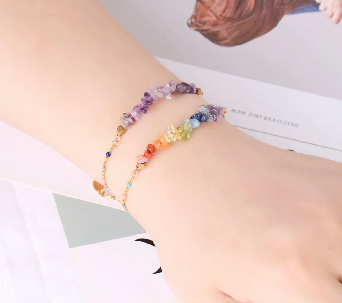 The Chakra Crystal Healing Bracelet / Stainless Steel