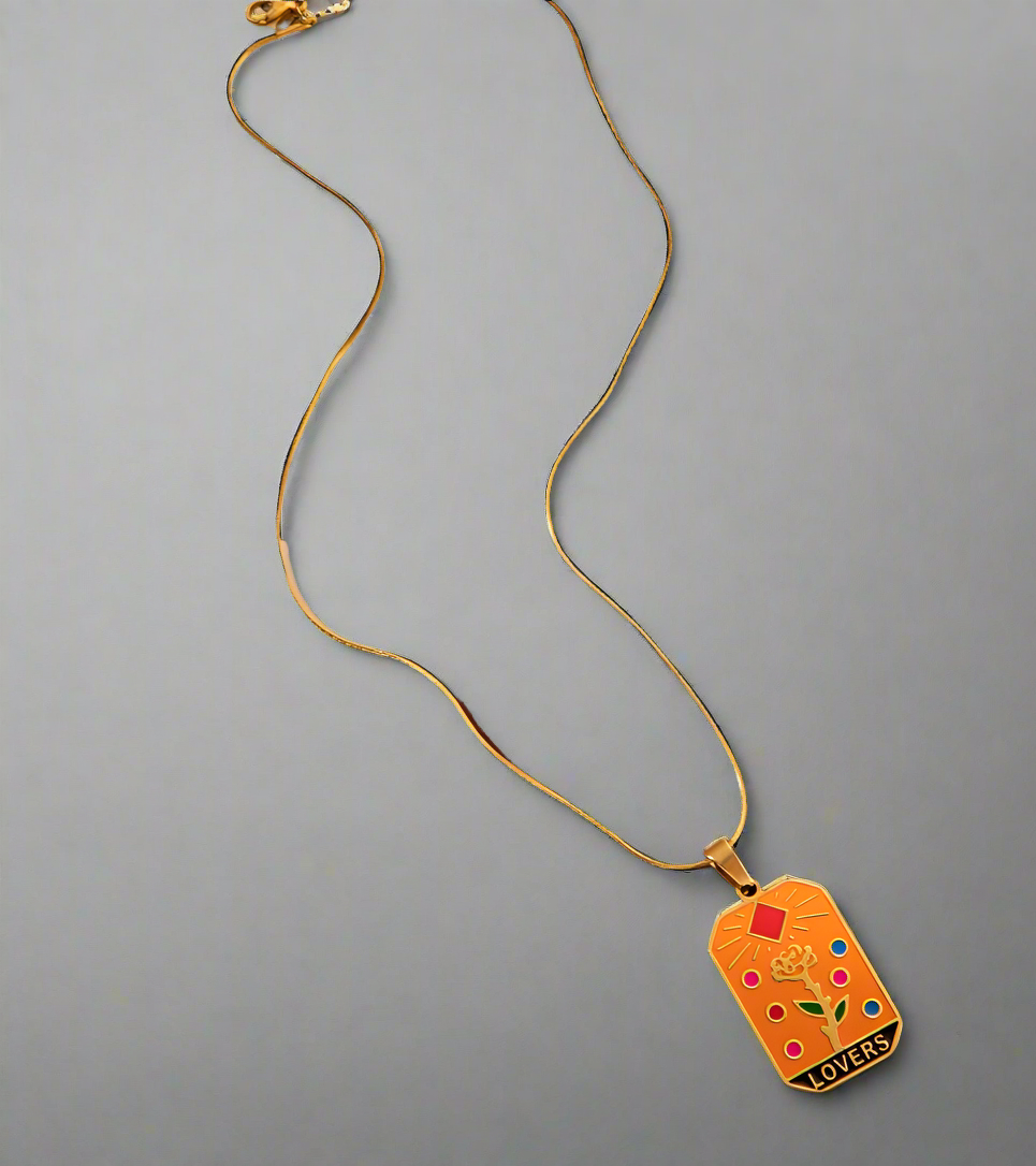Hecate Oil Drip Tarot Card Necklaces / 18K Gold Plated - Nina Kane Jewellery