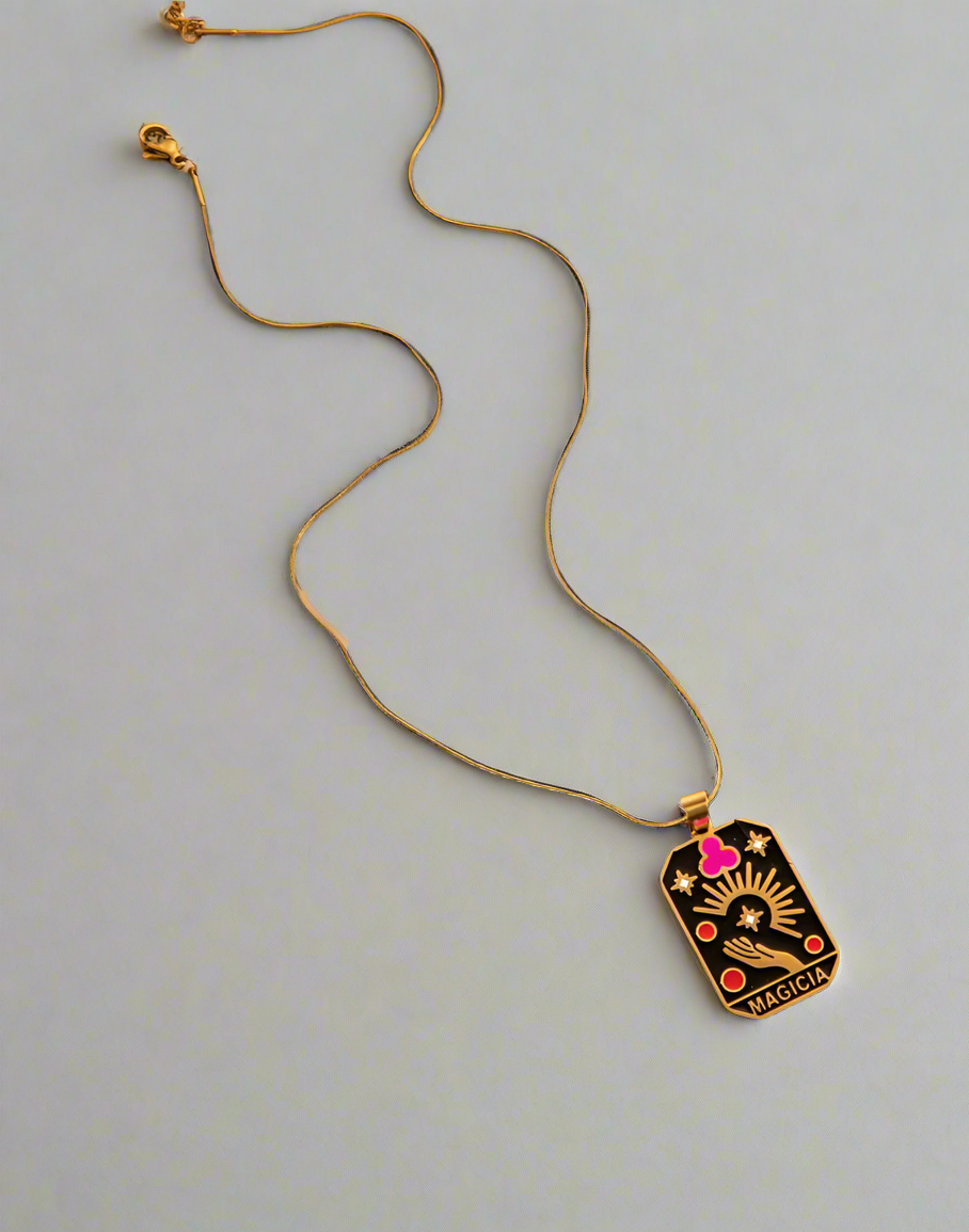 Hecate Oil Drip Tarot Card Necklaces / 18K Gold Plated - Nina Kane Jewellery