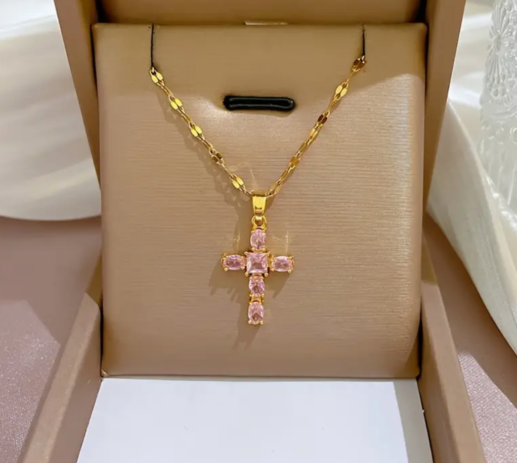 Lucky Rhinestone Cross / 18K Gold Plated - Nina Kane Jewellery