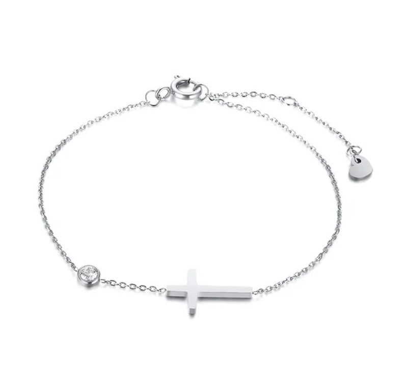 Roxanne Golden Cross Bracelet / Stainless Steel - Nina Kane Jewellery