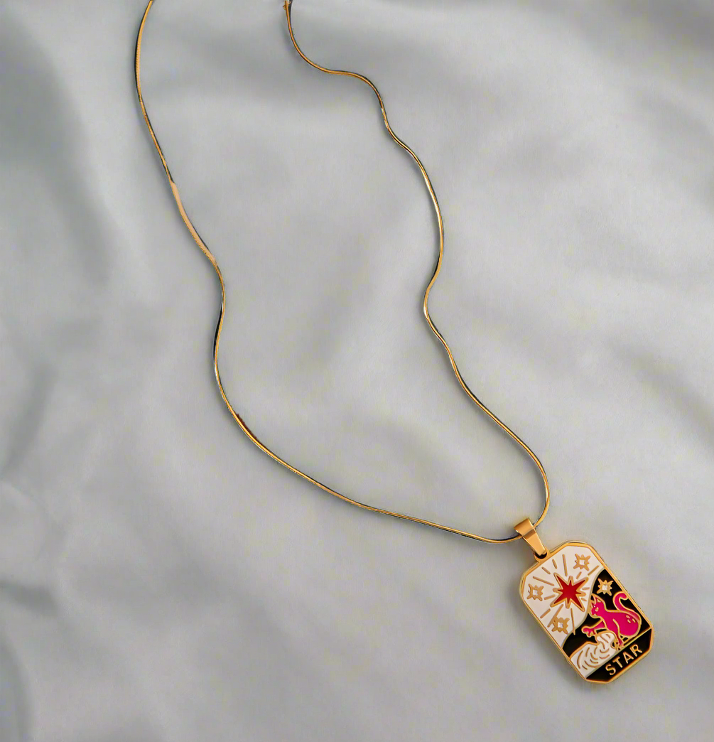 Hecate Oil Drip Tarot Card Necklaces / 18K Gold Plated - Nina Kane Jewellery