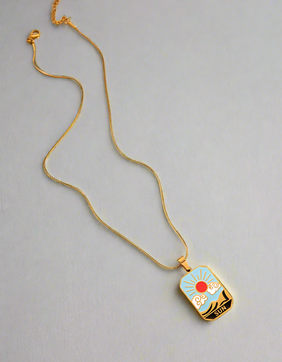 Hecate Oil Drip Tarot Card Necklaces / 18K Gold Plated - Nina Kane Jewellery